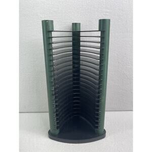 Vtg Atlantic 20 CD Storage Holder – Plastic & Wood – Green – Retro Media Rack